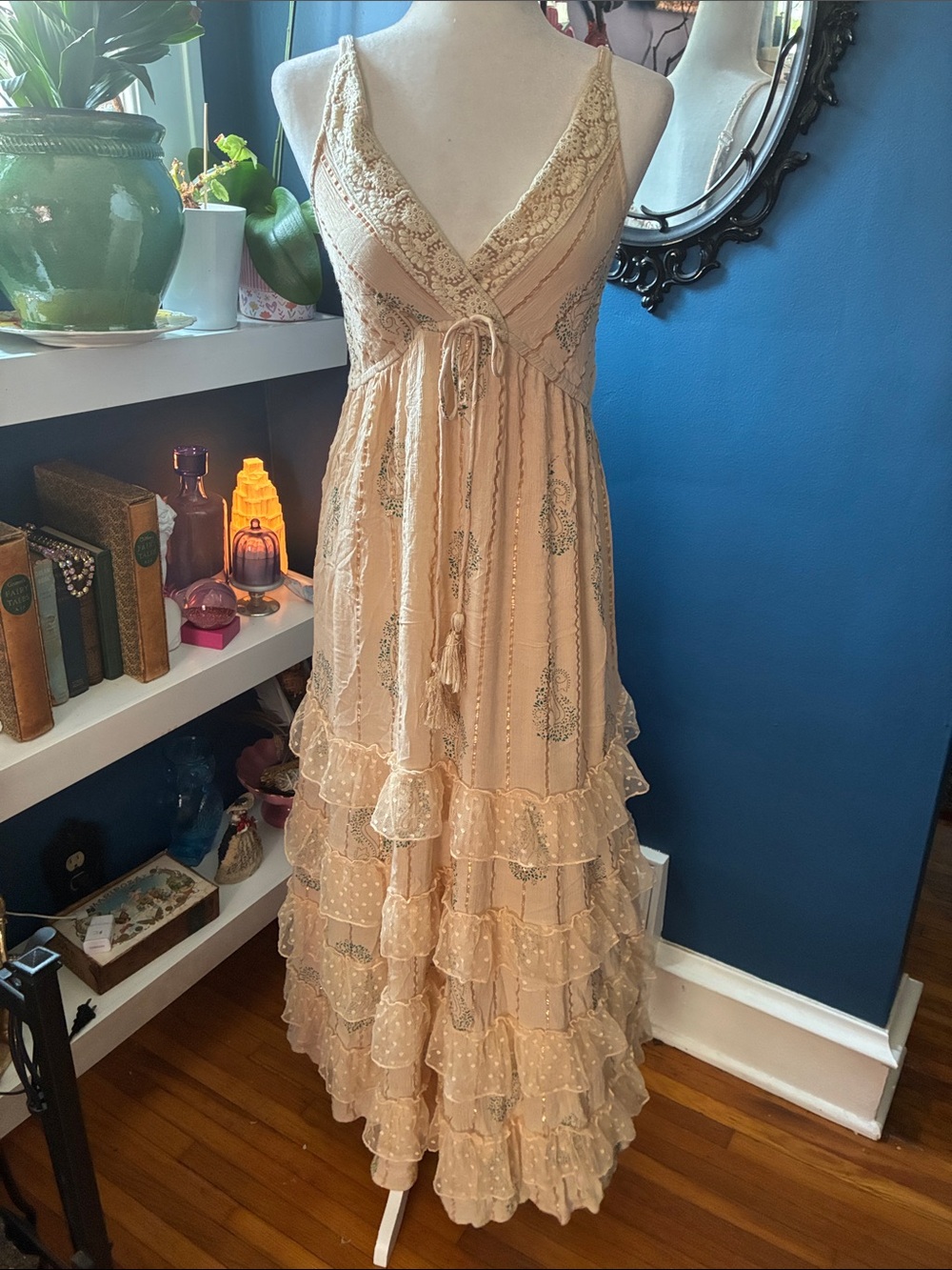 Ananta Cream Lace Tiered Maxi Dress